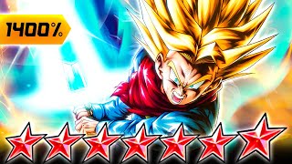 Dragon Ball Legends ZENKAI 7 1400 14 STAR LF SWORD OF HOPE TRUNKS DAMAGE OUT THE WAZOO [upl. by Vincent]