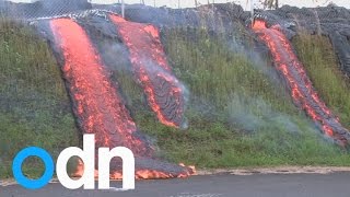 Incredible footage shows lava flow sweeping across Hawaiis Big Island [upl. by Jorgan]