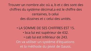 Comment déterminer abc est un nombre de 3 chiffres sachant que [upl. by Chap223]