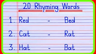 20 Rhyming Words  Rhyming Words  Rhyming Words in English  Rhyming Word  Rhyming Words 20 [upl. by Akinam998]