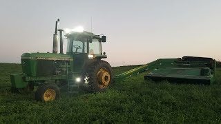 Mowing 2nd Crop Alfalfa for Round Baling [upl. by Aiello]