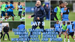 Chelsea Training Today At Cobham  Enzo Maresca  Marc Guiu  Kiernan DewsburyHall And Others [upl. by Adehsar]