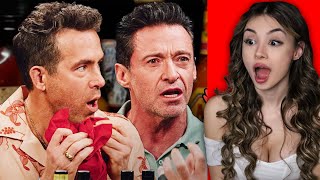 Ryan Reynolds and Hugh Jackman Go Claws Out While Eating Spicy Wings Reaction FirstWeFeast [upl. by Kimbra875]