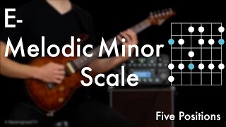 E Melodic Minor Scale  Five Positions [upl. by Bravin]