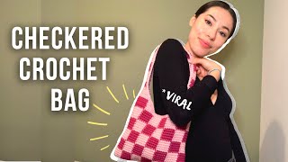 How to Crochet a Checkered Bag  EASY  Beginner Friendly [upl. by Ahsiuqal404]