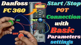 Danfoss fc 360 vfd control connection and programming in hindi [upl. by Ronnoc]