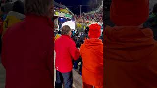 Franz Klammer verfolgt Manuel FellerFahrt beim RTLNightrace in Schladming 23012024 [upl. by Ardnahsal]