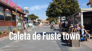 Walk around Caleta de Fuste town center main streets Fuerteventura shops bars restaurants [upl. by Elliot]