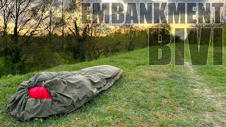 Bivi Wildcamping on a railway embankment in high winds Snugpak bikepacking overnighter 162 [upl. by Irfan]