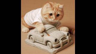 Cute cat membuat patung mobil [upl. by Castara10]