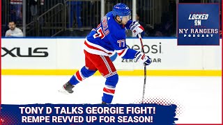 Tony DeAngelo talks FIGHT with Alex Georgiev Matt Rempe on fighting goals with Rangers and more [upl. by Rehm946]