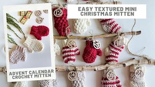 Crochet Advent Calendar  Textured Crochet Mitten Tutorial [upl. by Airdnala]