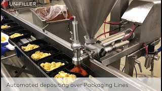 Unifiller depositing solutions for food industries packaging lines and automated portioning [upl. by Armelda419]