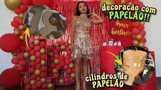 DIY DECORAÇÃO DE FESTA GASTANDO POUCO  ANIVERSÁRIO 18 ANOS TEMA VERMELHO E DOURADO ❤️ [upl. by Ayanat560]