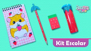 DIY  UTILES FRESA  Cuaderno sacapuntas lápiz🍓 [upl. by Jaddo1]