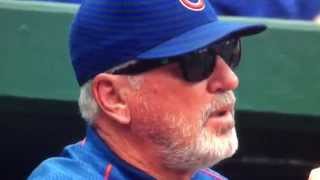 Joe Maddon Sings to Self in Cubs Dugout [upl. by Nesyaj]