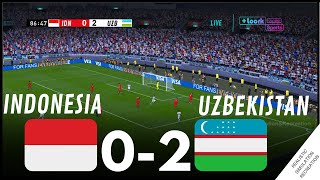 TIMNAS INDONESIA U23 02 UZBEKISTAN U23  Piala Asia AFC U23 2024  Sorotan Simulasi Video Game [upl. by Grati]