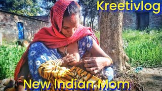 New lndian Mom breasfeeding vlog  new 2024 breastfeeding  kreetivlog [upl. by Ahsinej]