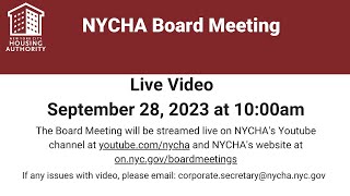 New York City Housing Authority Board Meeting on September 28 2023 [upl. by Eboj493]