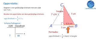 Oppervlakte  gelijkzijdige driehoek  wiskunde TV [upl. by Tnecillim]