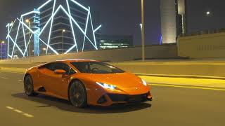 Lamborghini Huracan EVO Arancio Xanto Skyline By Night [upl. by Ingham]