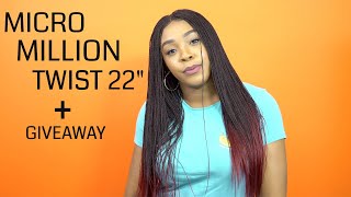 Freetress Equal Synthetic 4x4 Braid Lace Wig  MICRO MILLION TWIST 22 GIVEAWAY WIGTYPESCOM [upl. by Khajeh]