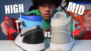 WATCH BEFORE YOU BUY Jordan 1 High VS Jordan 1 Mid Which is Better [upl. by Otrebile]