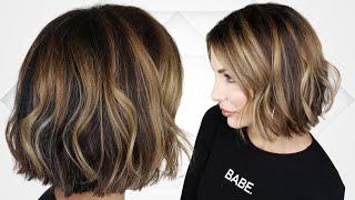 How To Style A Blunt Bob  Undone Textured Waves  Short Hair [upl. by Carlotta]