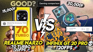 INFINIX GT 20 PRO VS REALME NARZO 70 TURBO COMPARISON🔥•120FPS GAMING 🚀•BGMIPUBG TEST amp REVIEW 2024💀 [upl. by Karlotta]