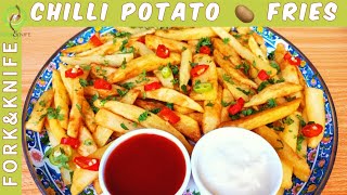 Chilli Fries Recipe By FORKampKNIFE  Potato Fries 🍟  Potato Chips [upl. by Juanita]