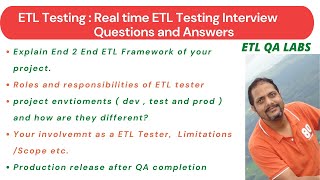 ETL Testing  Real time project based questions and answers [upl. by Annoyk]