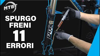 Spurgo freni MTB idraulici Tutorial 11 ERRORI  Shimano Deore SLX XT XTR  MTBT [upl. by Rutger]