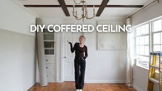 DIY Coffered Ceiling  Home Office Makeover ✨ [upl. by Eustashe274]