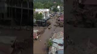 Deadly quotCold Lavaquot Flows From Volcano as Widespread Flooding Hits Indonesia [upl. by Rollo]