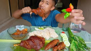 Eating mutton leg piece 🔥  Authentic Dimasa style  Northeast India [upl. by Corron725]