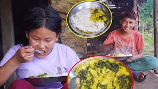 Anita Cooks Fiddlehead fern Curry amp rice II Adhiraj working outside shelterManjitamrnati [upl. by Mlawsky]