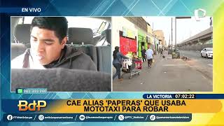 Cae alias Paperas en La Victoria hampón usaba mototaxi para asaltar a compradores de Gamarra [upl. by Fortna846]