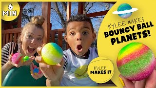 Kylee Makes Bouncy Ball Planets Create Bouncing Planet Balls amp see them bounce Fun Video for kids [upl. by Ntsyrk]