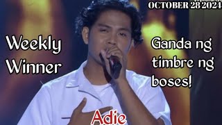 OCTOBER 28 2024  ADIE  WEEKLY WINNER  TAWAG NG TANGHALAN  SHOWTIME [upl. by Nyllij]