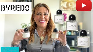 ⭕️ BYREDO REVIEW  BAL DAFRIQUE  LA TULIPE  BLANCHE  INFLORENSCENCE CLEAN FRESH PERFUMES REVIEW [upl. by Antoinette]