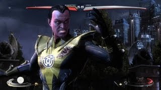 Injustice Gods Among Us  Sinestro  All Special Moves Meter Burns and Supermoves [upl. by Viola749]