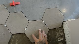 POSER DU CARRELAGE HEXAGONAL ET DU GRAND CARRELAGE AVEC UNE BELLE JONCTION [upl. by Guarino]