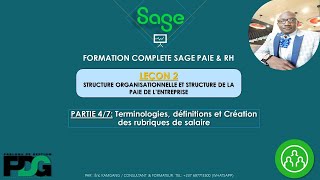 SAGE PAIE amp RH Leçon 2 part 47 terminologies définitions et création des rubriques de salaire [upl. by Boyden]