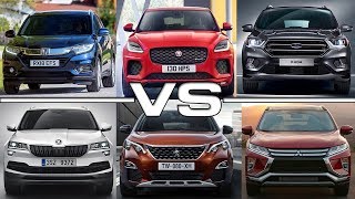 Honda HRV vs Jaguar EPace vs Ford Kuga vs Skoda Karoq vs Peugeot 3008 vs Mitsubishi Eclipse Cross [upl. by Zetrauq]