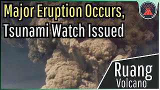 Major Eruption from Ruang Tsunami Watch Stones Fall from Sky [upl. by Anayik]