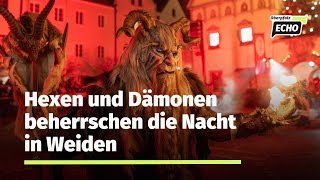 Rauhnachtslauf Weiden Hexen Krampusse Perchten und Dämonen ziehen durch die historische Altstadt [upl. by Hellah]