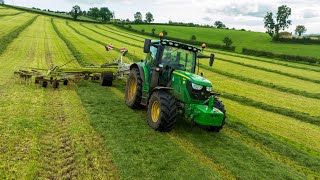 Drifting and Raking  John Deere 6130R  Claas Liner 3600 [upl. by Oinesra487]