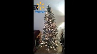 UNBOXING 79 65 FOOT PRELIT FLOCKED FRISCO PINE CHRISTMAS TREE FROM WALMART [upl. by Brufsky]