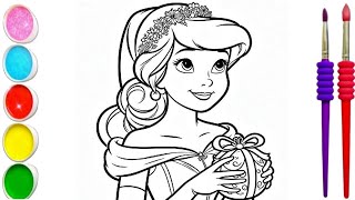 Princess Belle Drawing Painting and Coloring for Kids amp ToddlersBeauty and The Beast [upl. by Eillat]