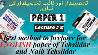 Tehsildar and Naib Tehsildar  ENGLISH paper Preparation  Paper 1lecture 2Ayeshastudyzone [upl. by Kinna336]